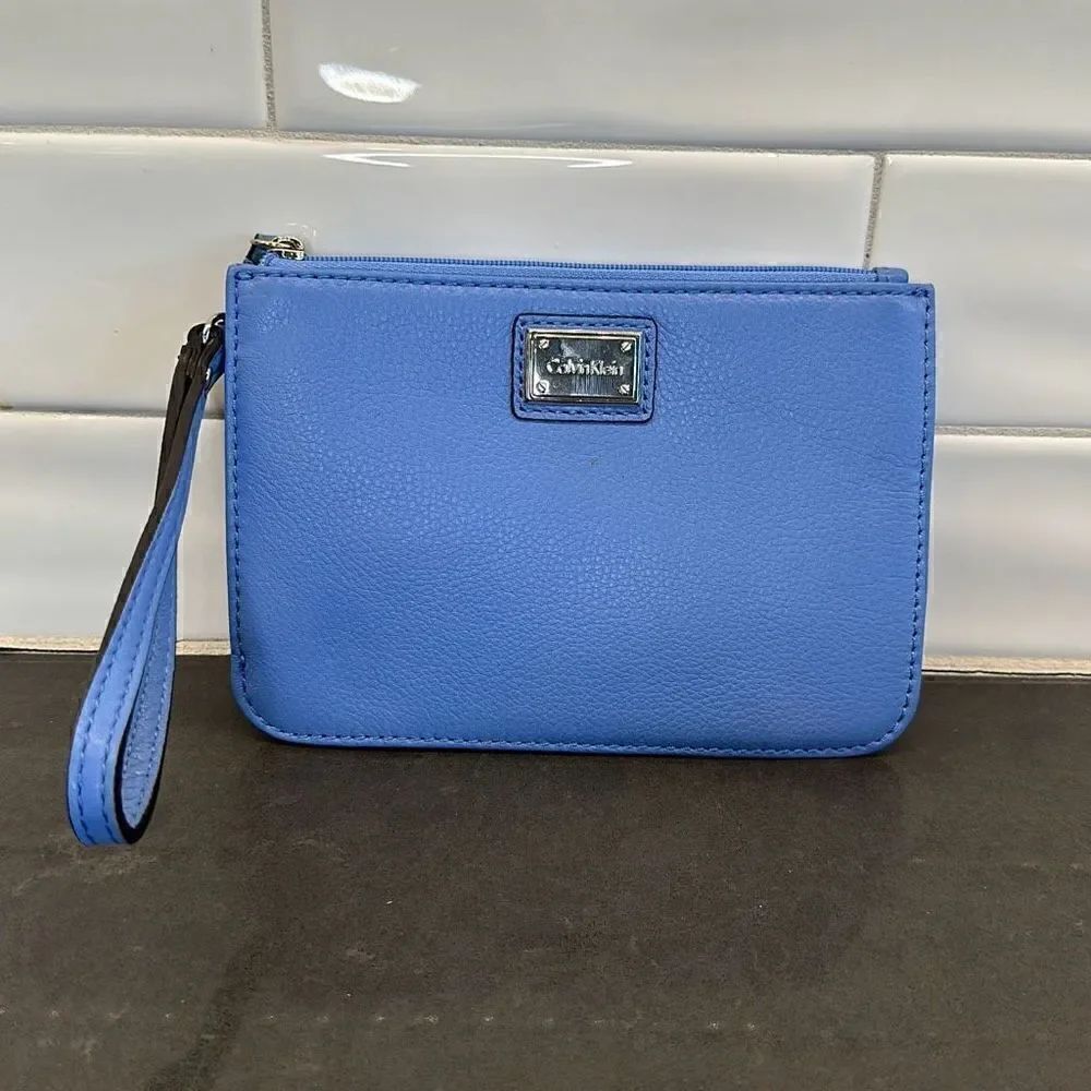 Calvin Klein Blue Leather Wristlet-NWOT